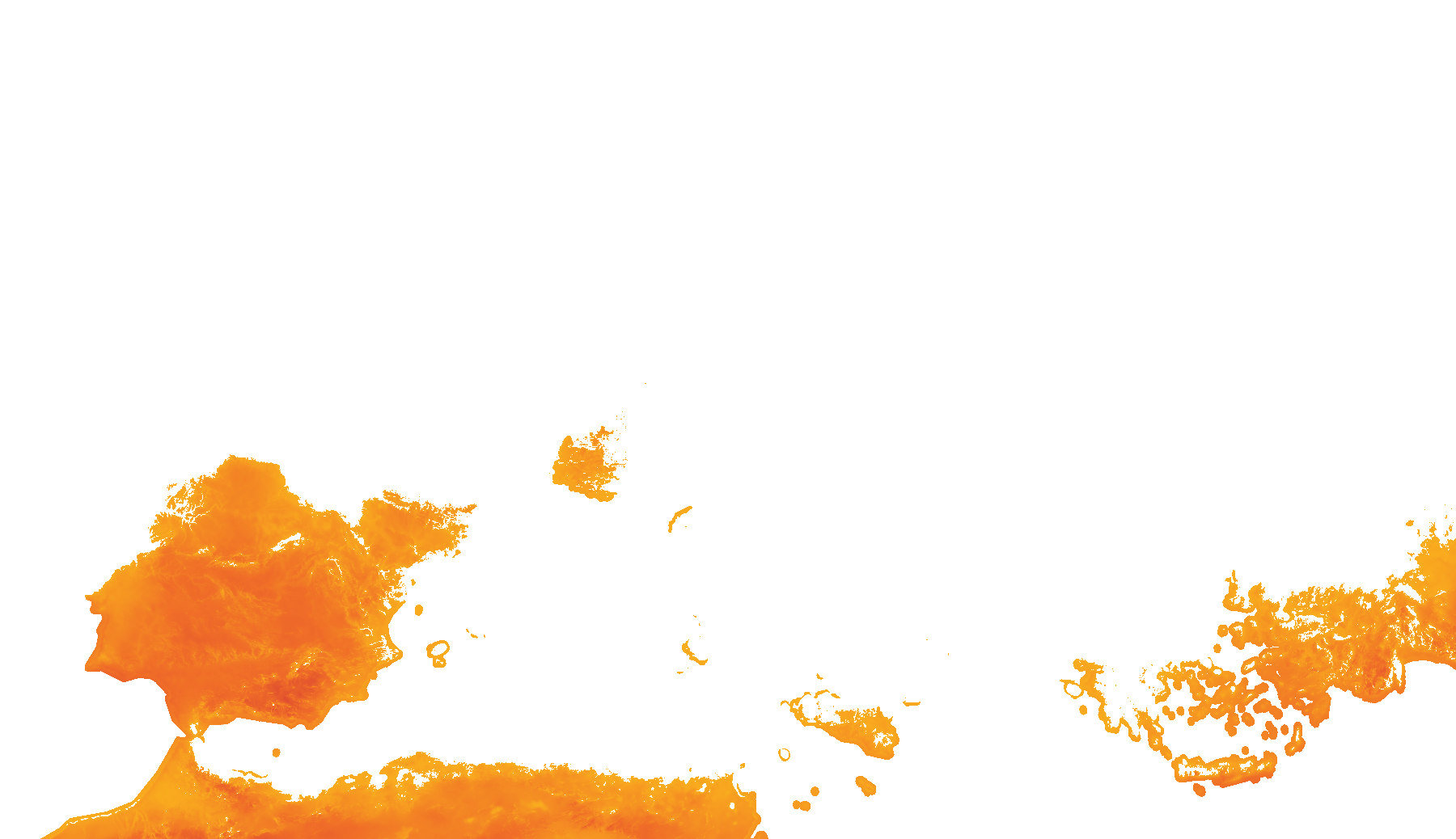 Zones DNI supérieures à 1 800 kWh/m²/an